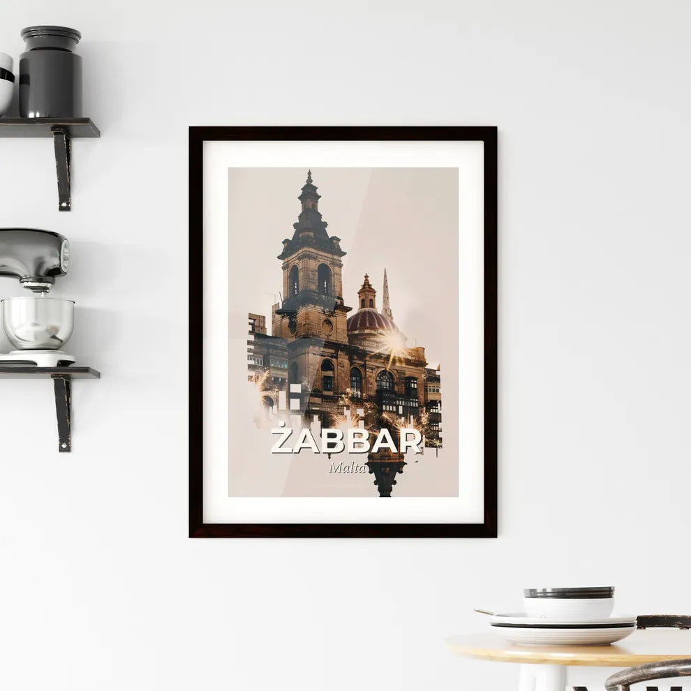Zabbar City & Icons Skyline Double Exposure Framed Print