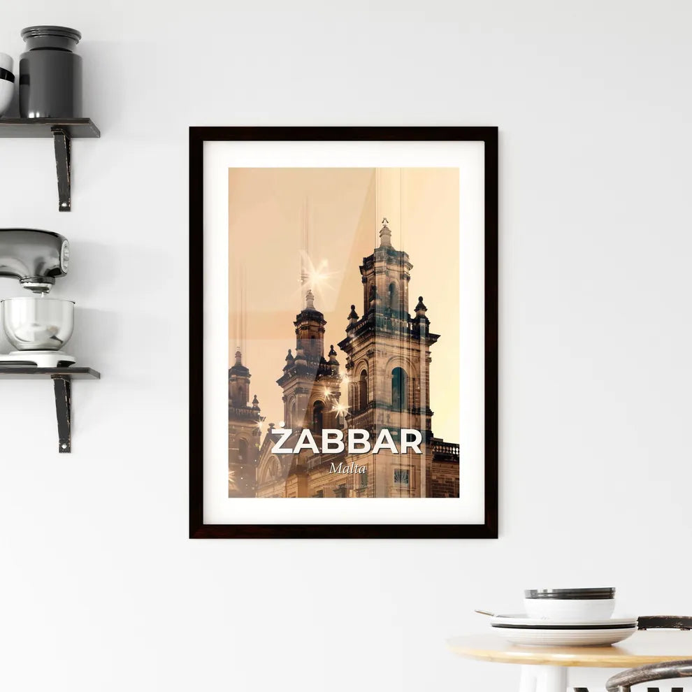 Zabbar Malta Cityscape Double Exposure Art Poster Framed Print