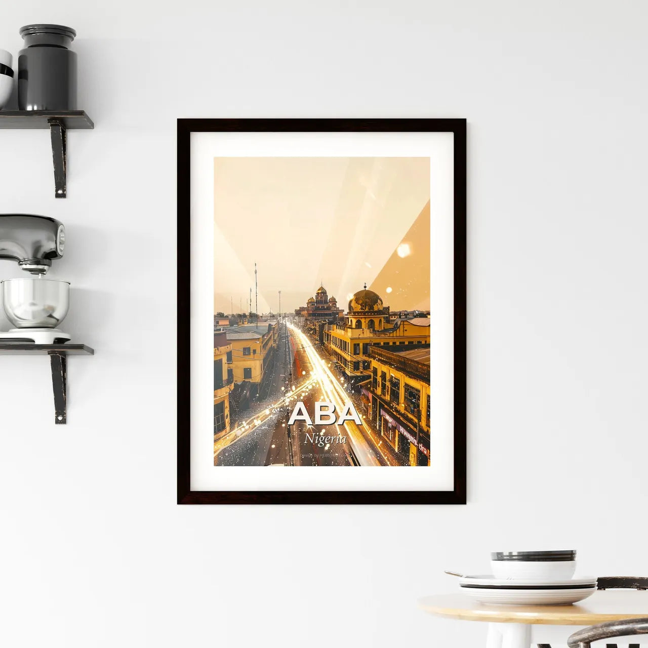 Aba Skyline Double Exposure Composite Art Poster Framed Print