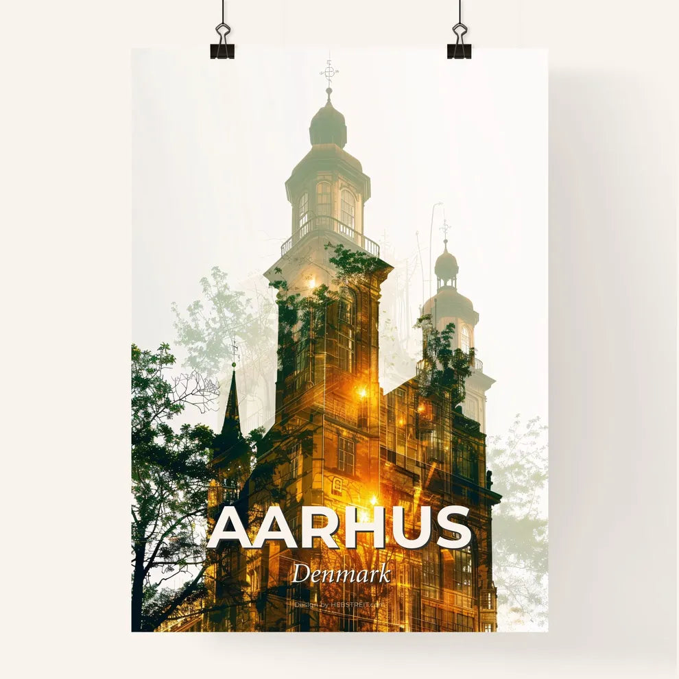 Aarhus Skyline Composite Silhouette Poster Art Poster