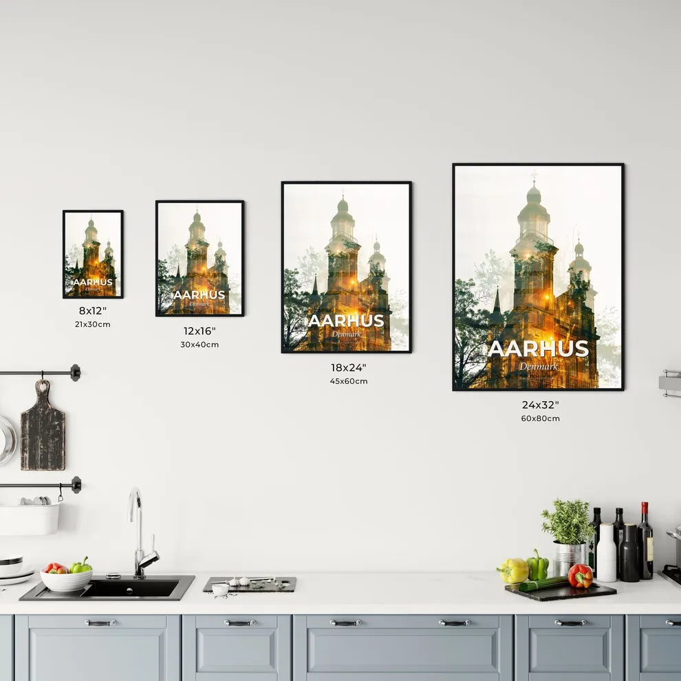 Aarhus Skyline Composite Silhouette Poster Art Office Art