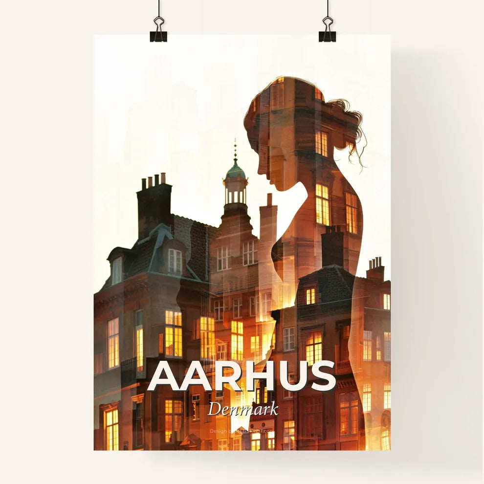 Aarhus Skyline Double Exposure Cityscape Poster Art Poster