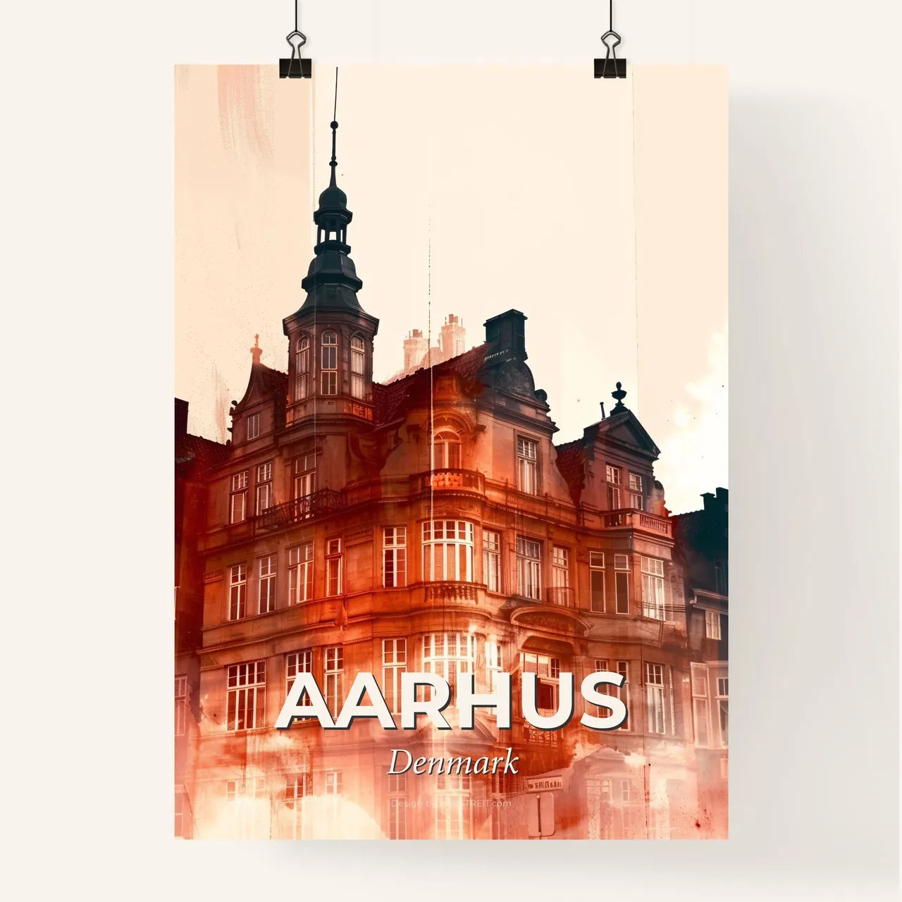 Aarhus: Blistering City Skyline Silhouette Poster