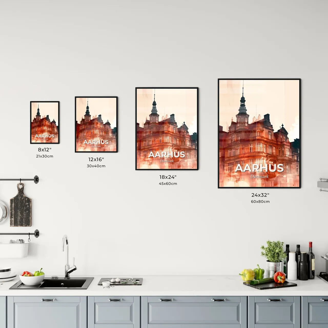 Aarhus: Blistering City Skyline Silhouette Office Art