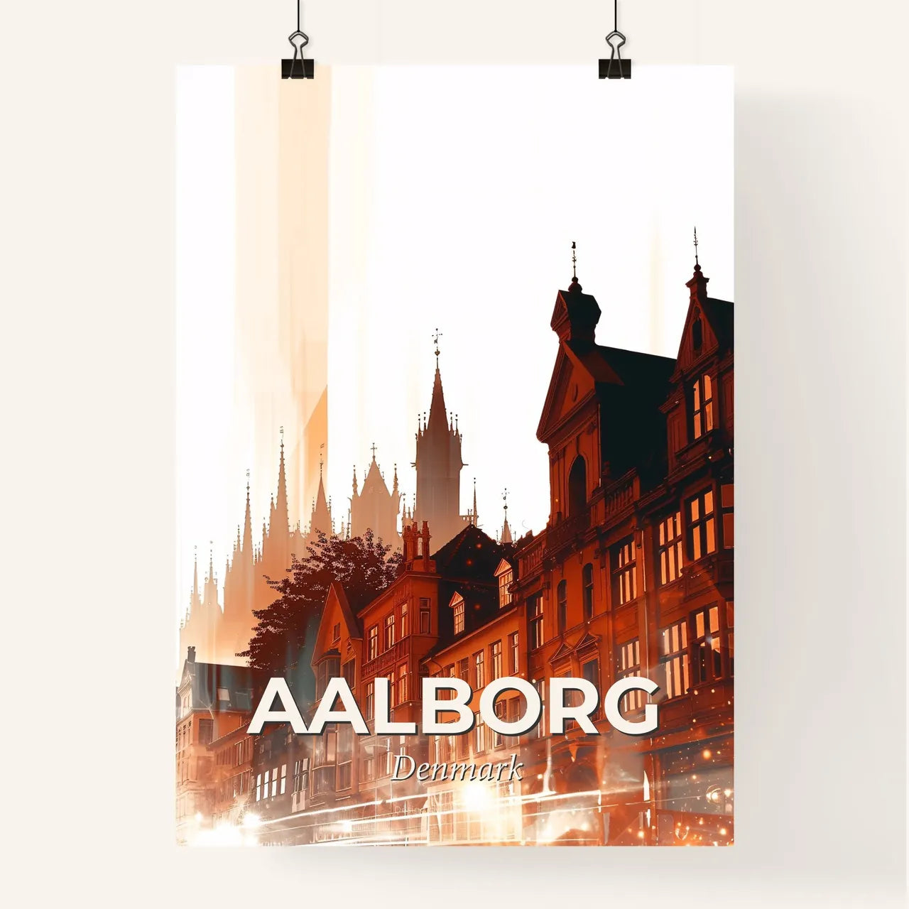 Aalborg Cityscape Skyline Silhouette Art Poster Poster