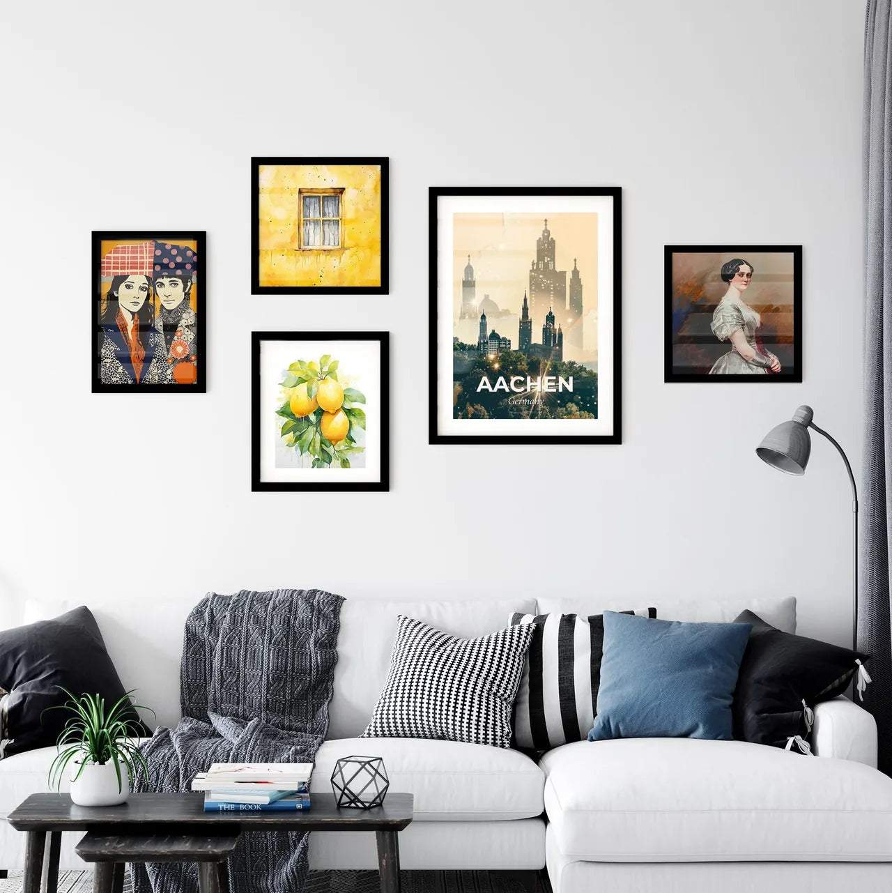 Aachen City Skyline Art Deco Poster Wall Art