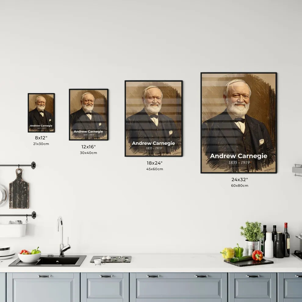 Radiant Portrait of Andrew Carnegie Size Chart