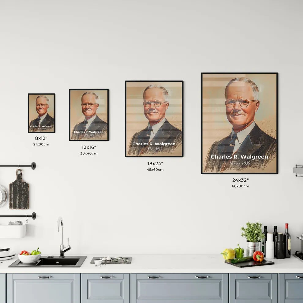 Elegant Portrait of Charles R. Walgreen Size Chart