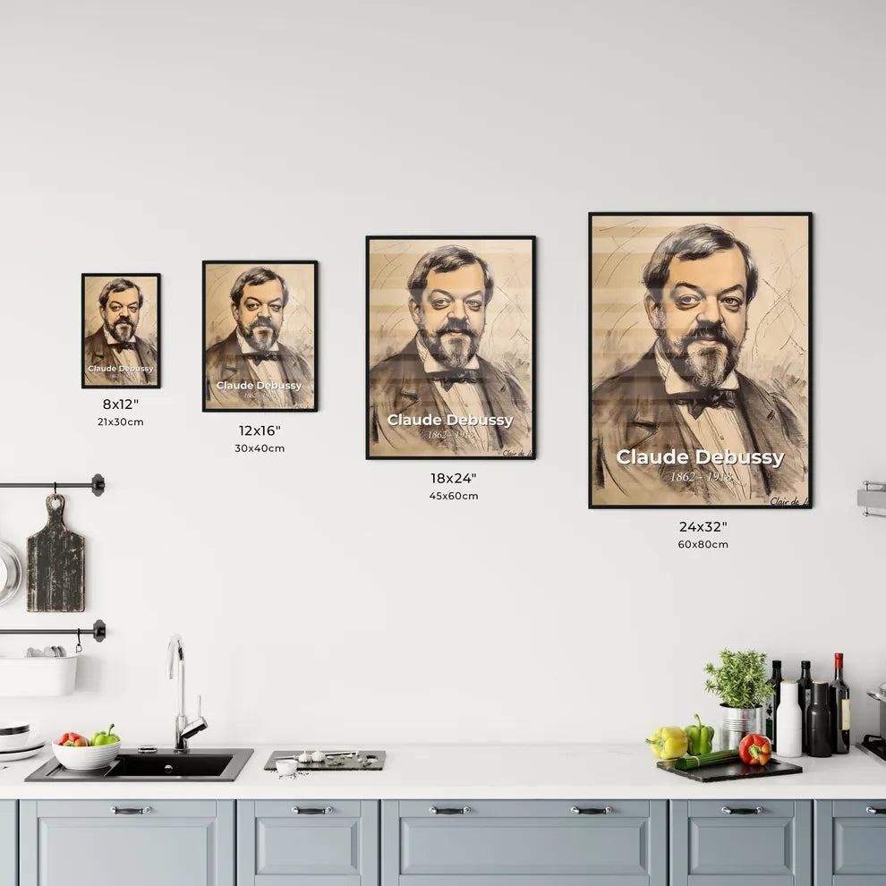 Elegant Portrait of Claude Debussy Size Chart