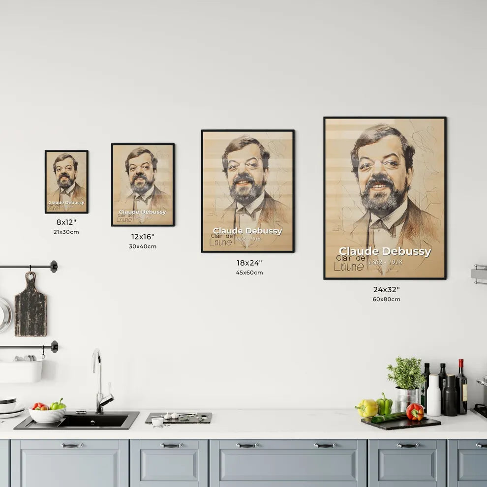 Elegant Portrait of Claude Debussy Size Chart