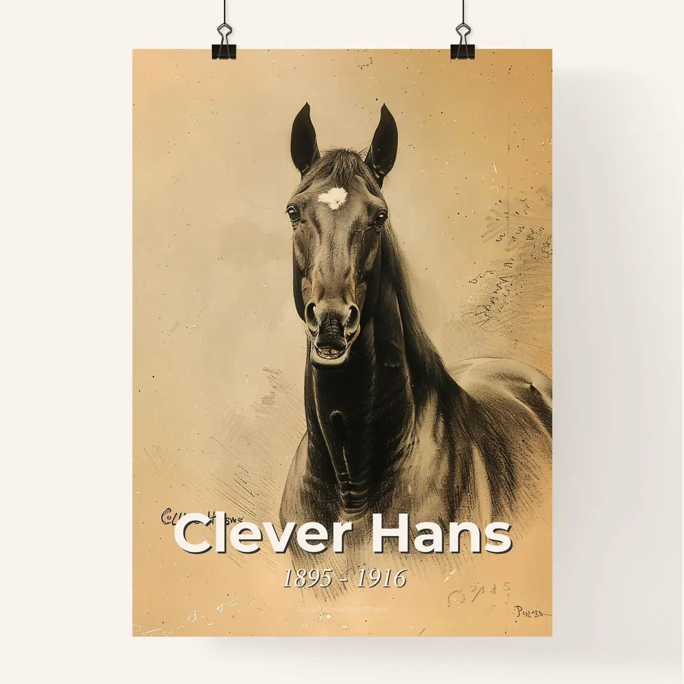 Clever Hans: The Enigmatic Horse - Captivating Contemporary Art Print for Chic Home Decor Poster
