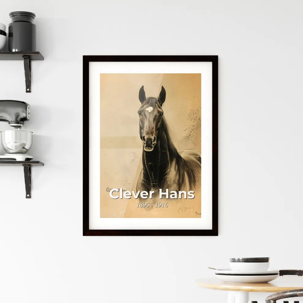 Clever Hans: The Enigmatic Horse - Captivating Contemporary Art Print for Chic Home Decor Framed Print
