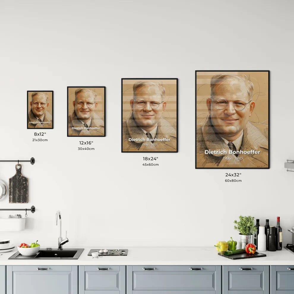 Radiant Portrait of Dietrich Bonhoeffer Size Chart