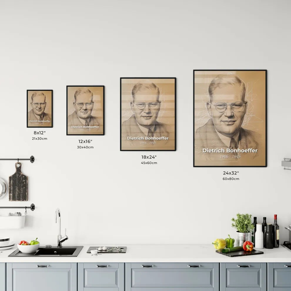 Radiant Portrait of Dietrich Bonhoeffer Size Chart