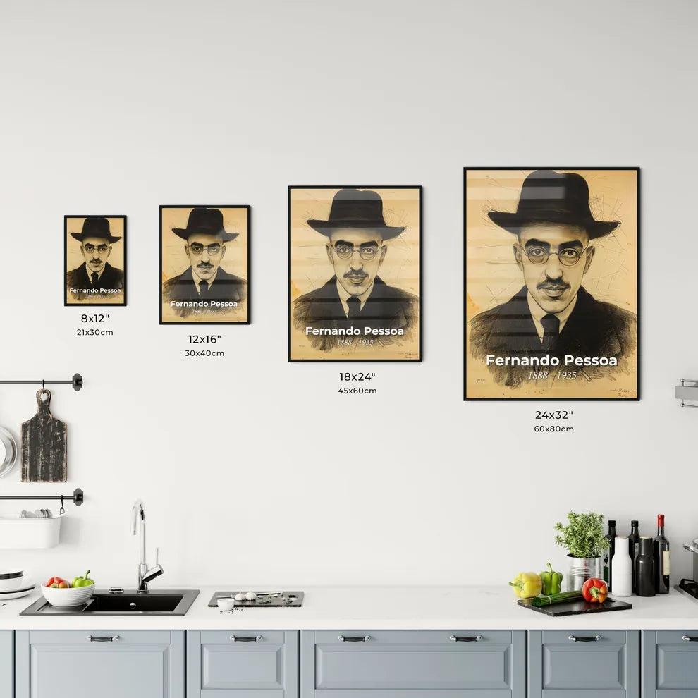 Elegant Portrait of Fernando Pessoa Size Chart