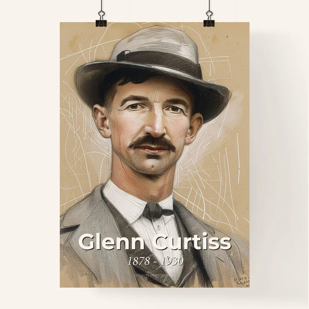 Dynamic Portrait of Aviation Pioneer Glenn Curtiss Poster