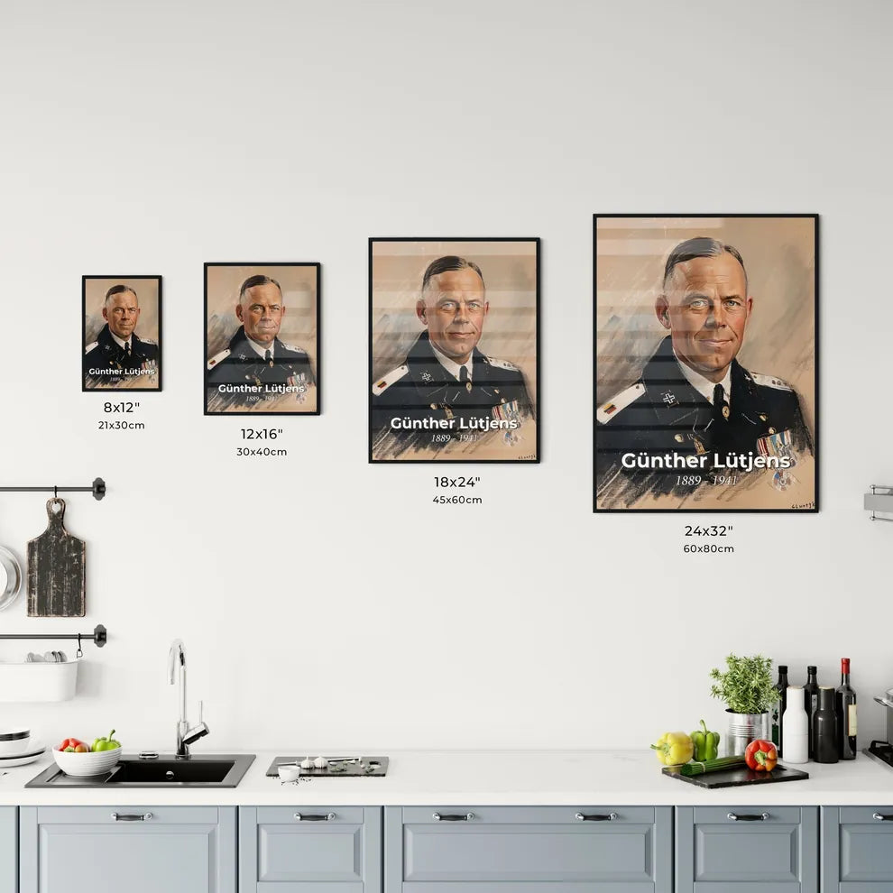 Elegant Portrait of Admiral Günther Lütjens Size Chart