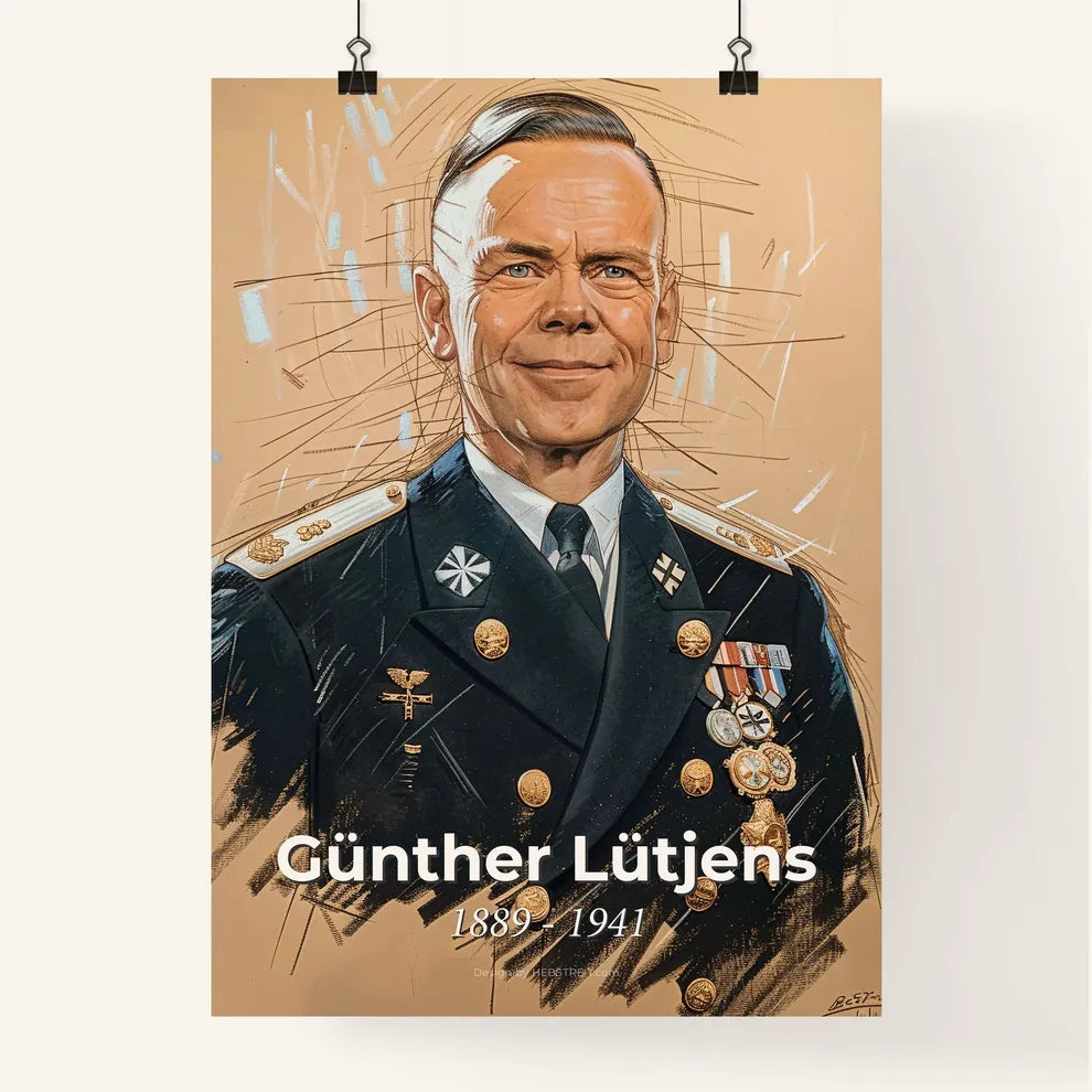 Striking Contemporary Portrait of Admiral Günther Lütjens Poster