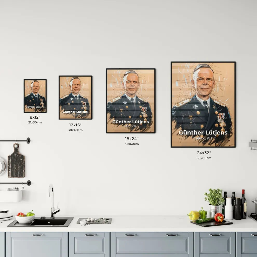 Striking Contemporary Portrait of Admiral Günther Lütjens Size Chart