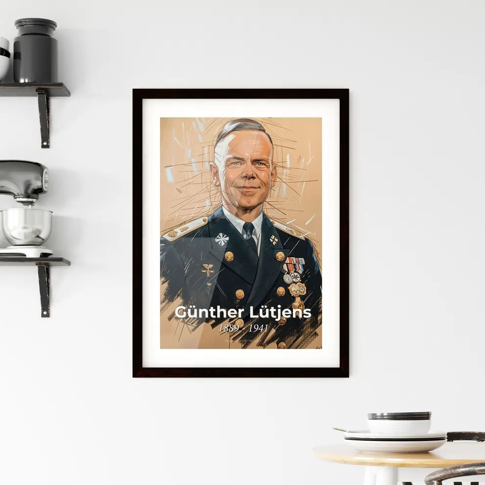 Striking Contemporary Portrait of Admiral Günther Lütjens Hangings
