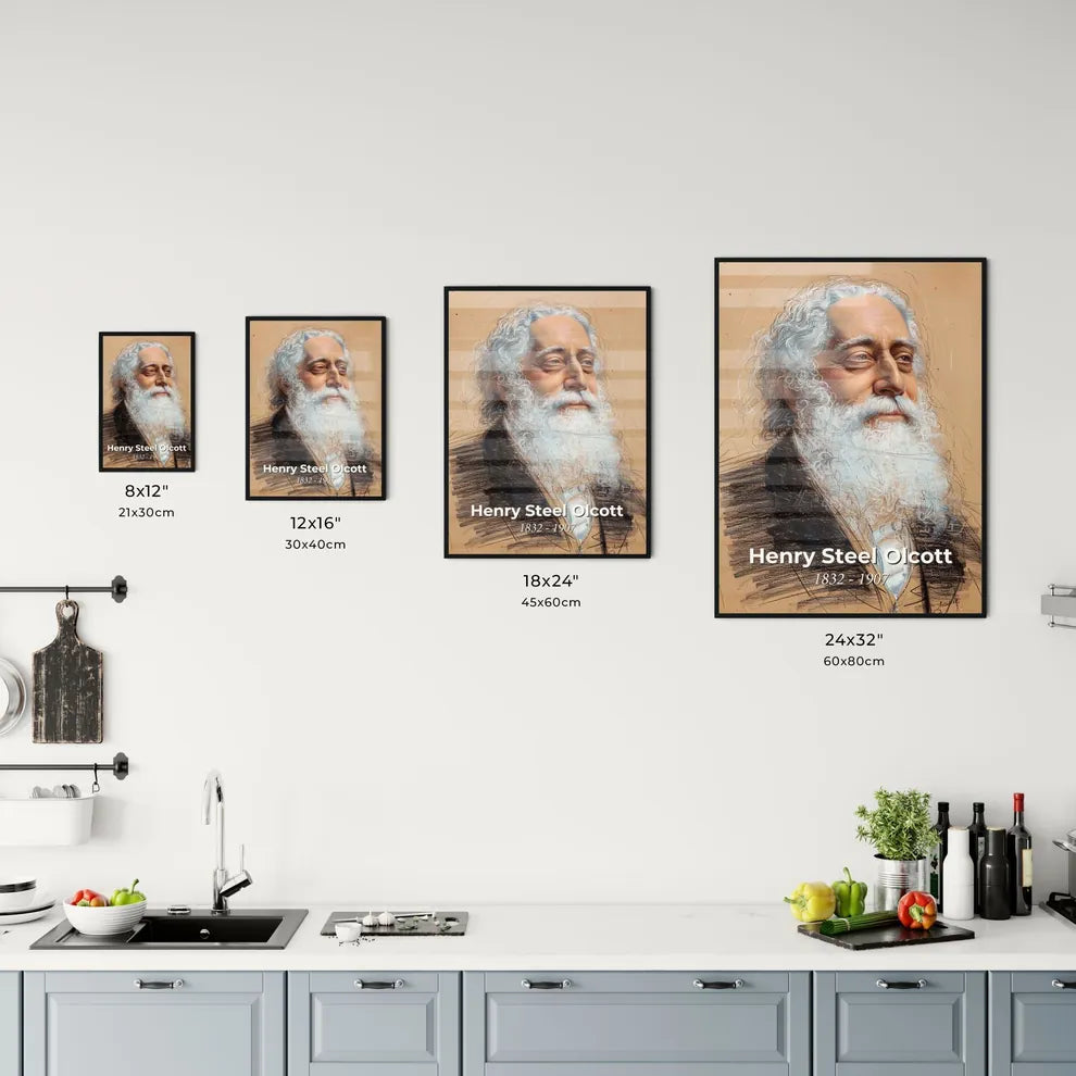 Radiant Portrait of Henry Steel Olcott Size Chart