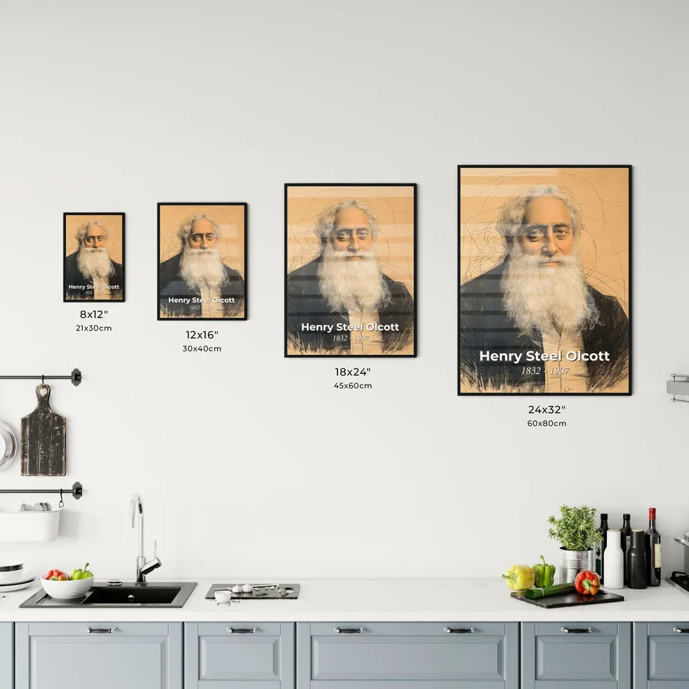 Vibrant Portrait of H. S. Olcott Size Chart