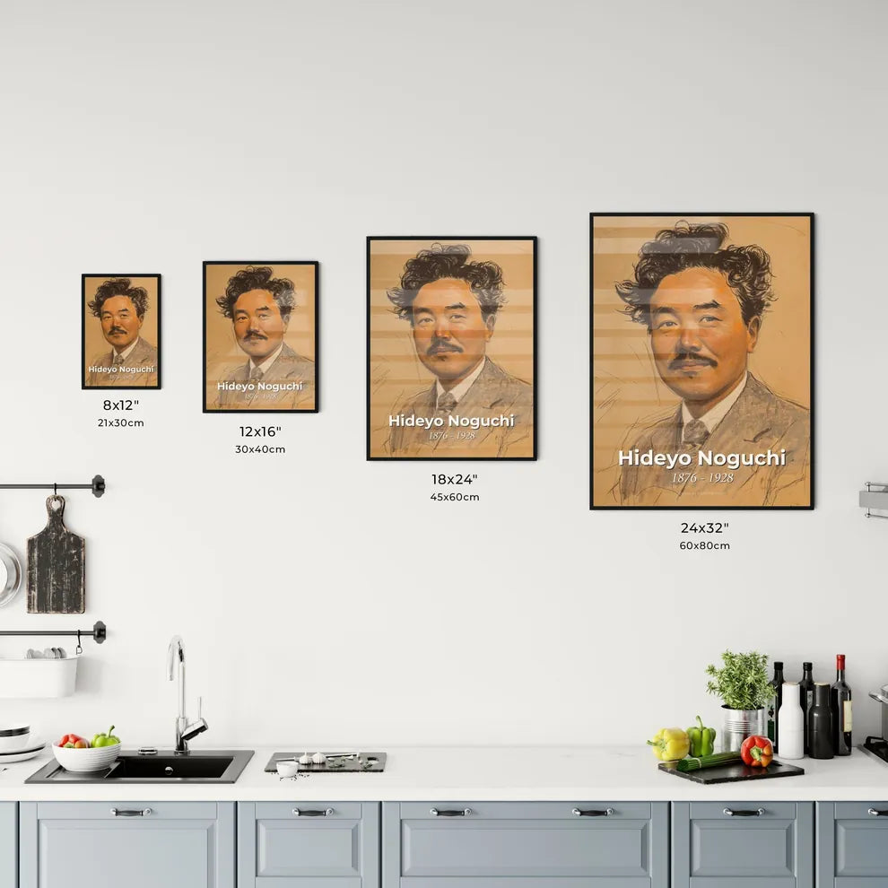 Elegant Portrait of Hideyo Noguchi Size Chart