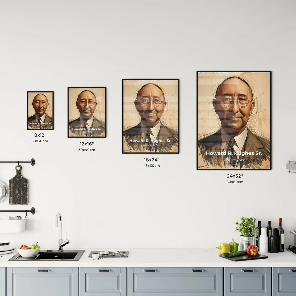Elegant Portrait of Howard R. Hughes Sr. Size Chart