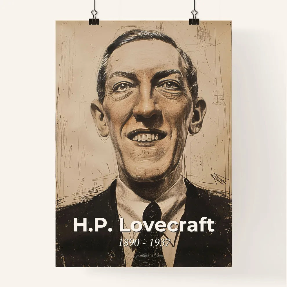 Whimsical Portrait of H.P. Lovecraft Poster