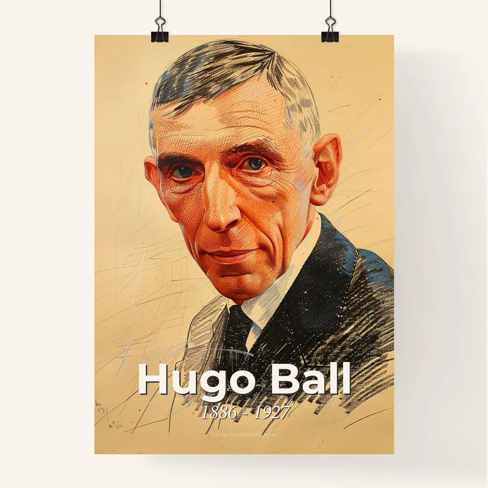 Dynamic Contemporary Portrait of Hugo Ball Poster