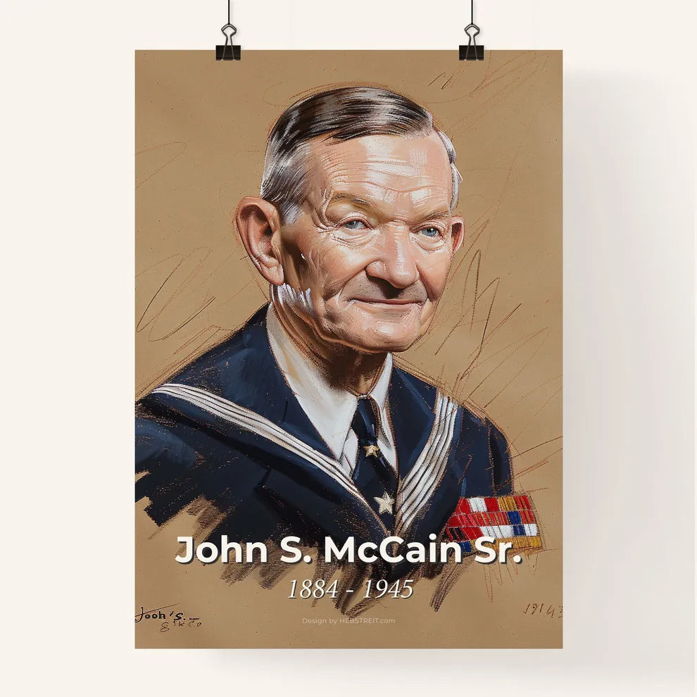 Vibrant Contemporary Portrait of Admiral John S. McCain Sr.  Poster