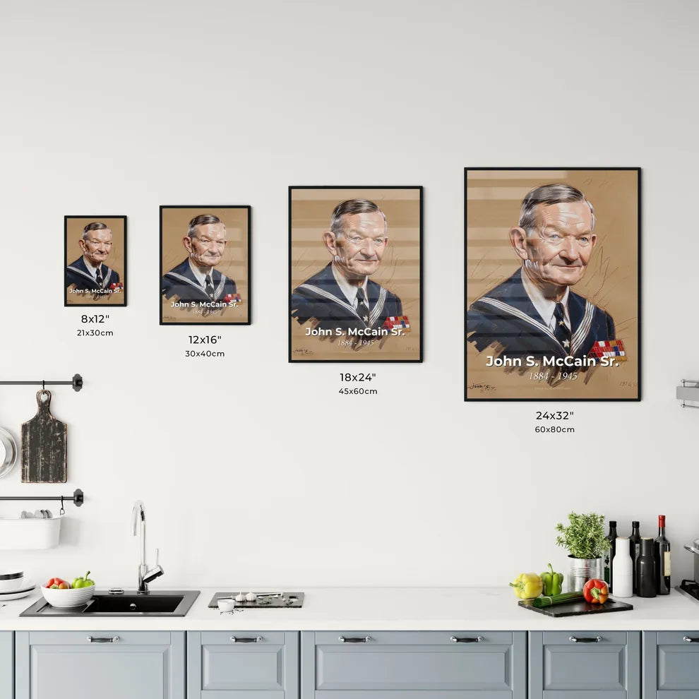 Vibrant Contemporary Portrait of Admiral John S. McCain Sr.  Size Chart