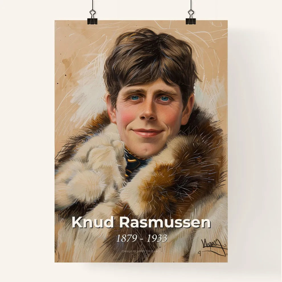 Elegant Portrait of Knud Rasmussen: Celebrated Explorer & Inuit Culture Documenter  Poster