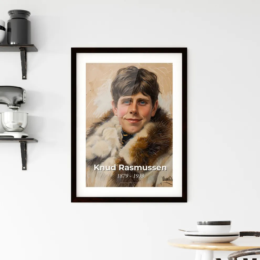 Elegant Portrait of Knud Rasmussen: Celebrated Explorer & Inuit Culture Documenter  Framed Print