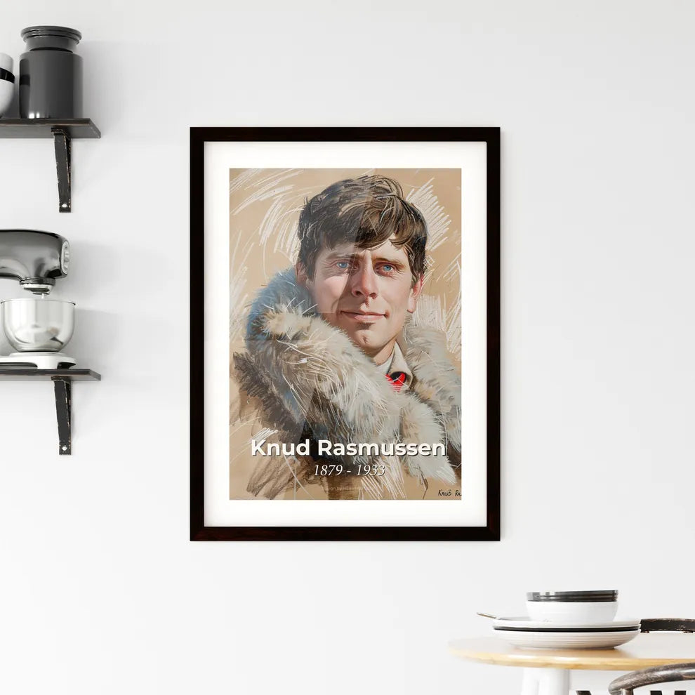 Elegant Portrait of Knud Rasmussen: Arctic Explorer Framed Print