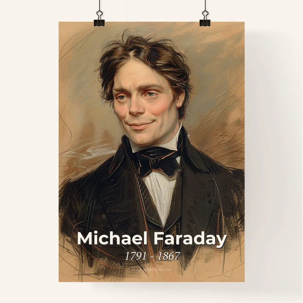 Elegant Contemporary Portrait of Michael Faraday Poster