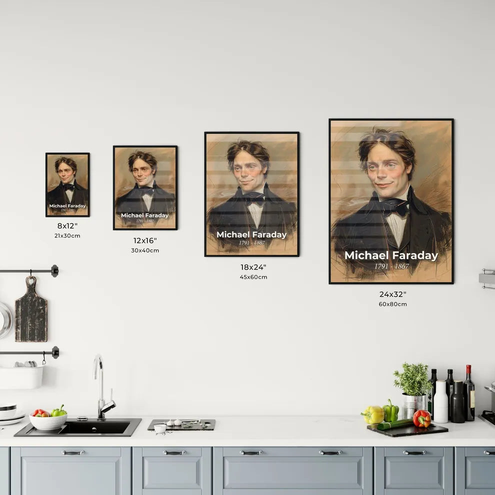 Elegant Contemporary Portrait of Michael Faraday Size Chart