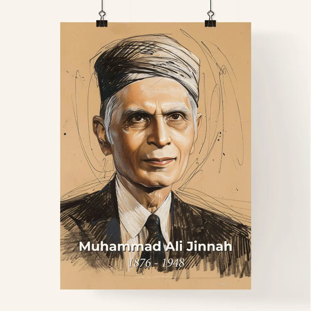 Elegant Contemporary Portrait of Muhammad Ali Jinnah Poster
