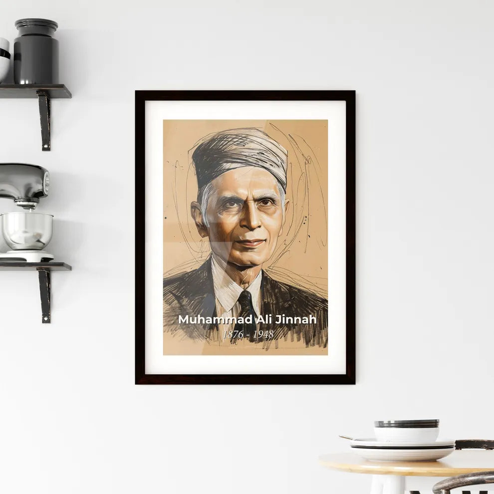 Elegant Contemporary Portrait of Muhammad Ali Jinnah Hangings