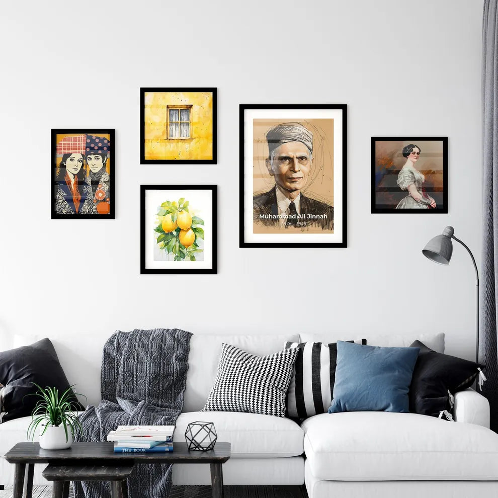 Elegant Contemporary Portrait of Muhammad Ali Jinnah Wall Art