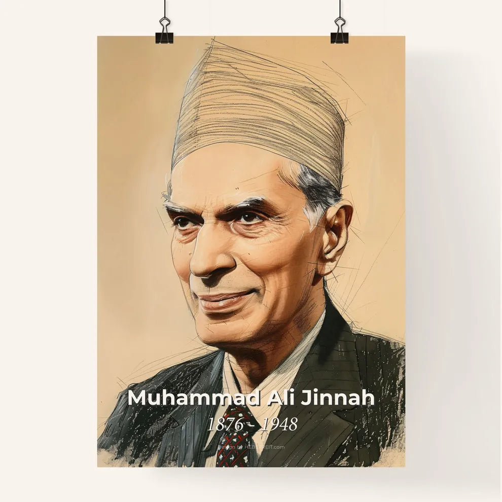 Elegant Contemporary Art Portrait of Muhammad Ali Jinnah Poster