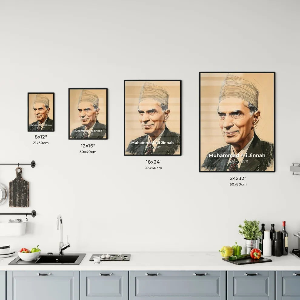 Elegant Contemporary Art Portrait of Muhammad Ali Jinnah Size Chart