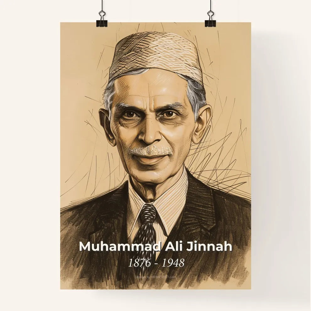 Masterful Portrait of Muhammad Ali Jinnah Poster