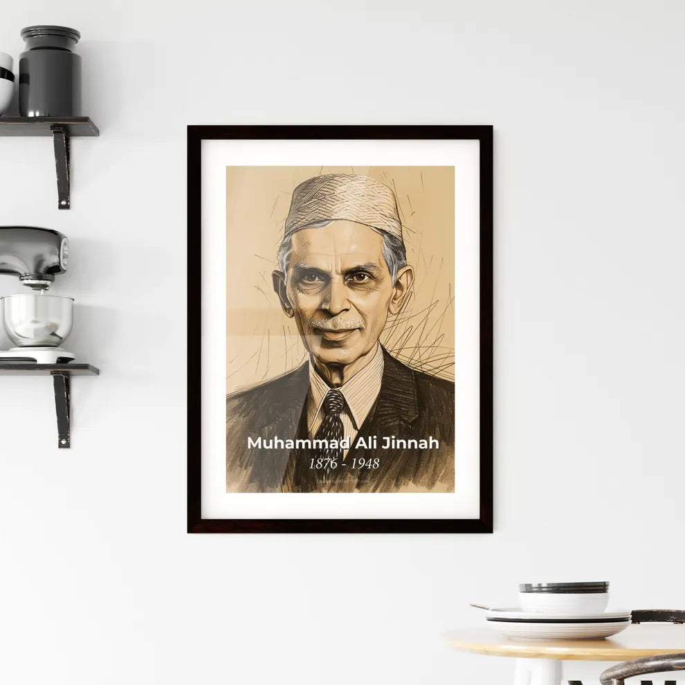 Masterful Portrait of Muhammad Ali Jinnah Hangings