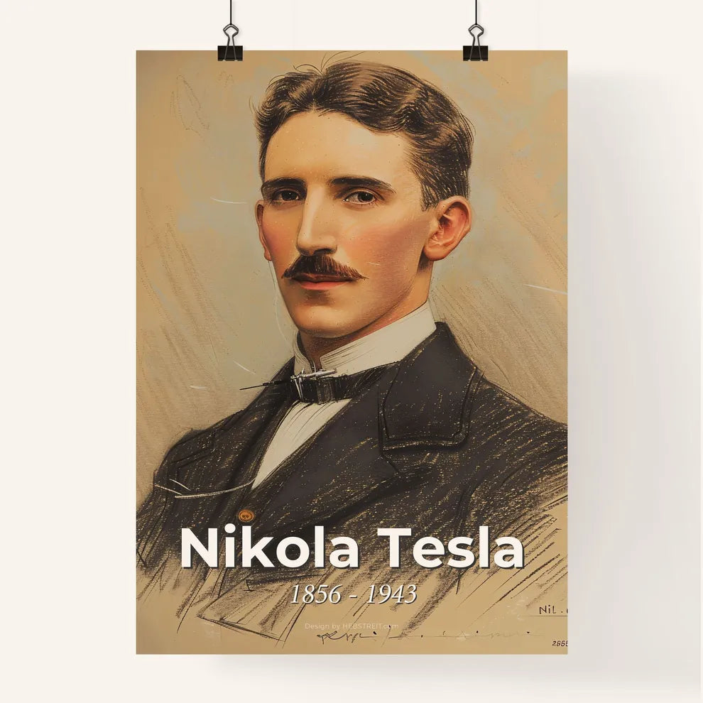 Captivating Portrait of Nikola Tesla Poster