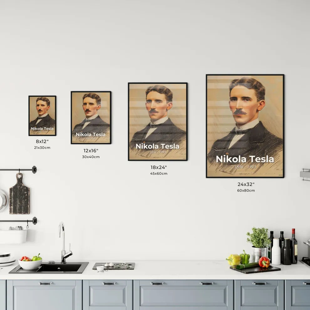 Captivating Portrait of Nikola Tesla Size Chart
