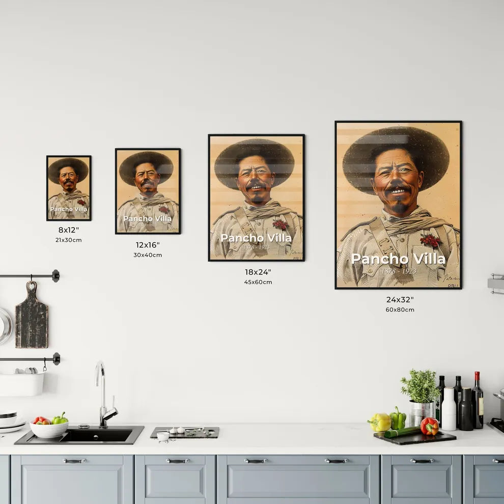 Vibrant Portrait of Pancho Villa Size Chart
