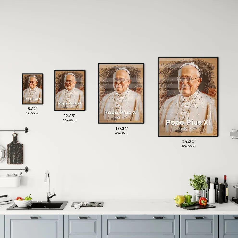 Elegant Portrait of Pope Pius XI (1857 Size Chart