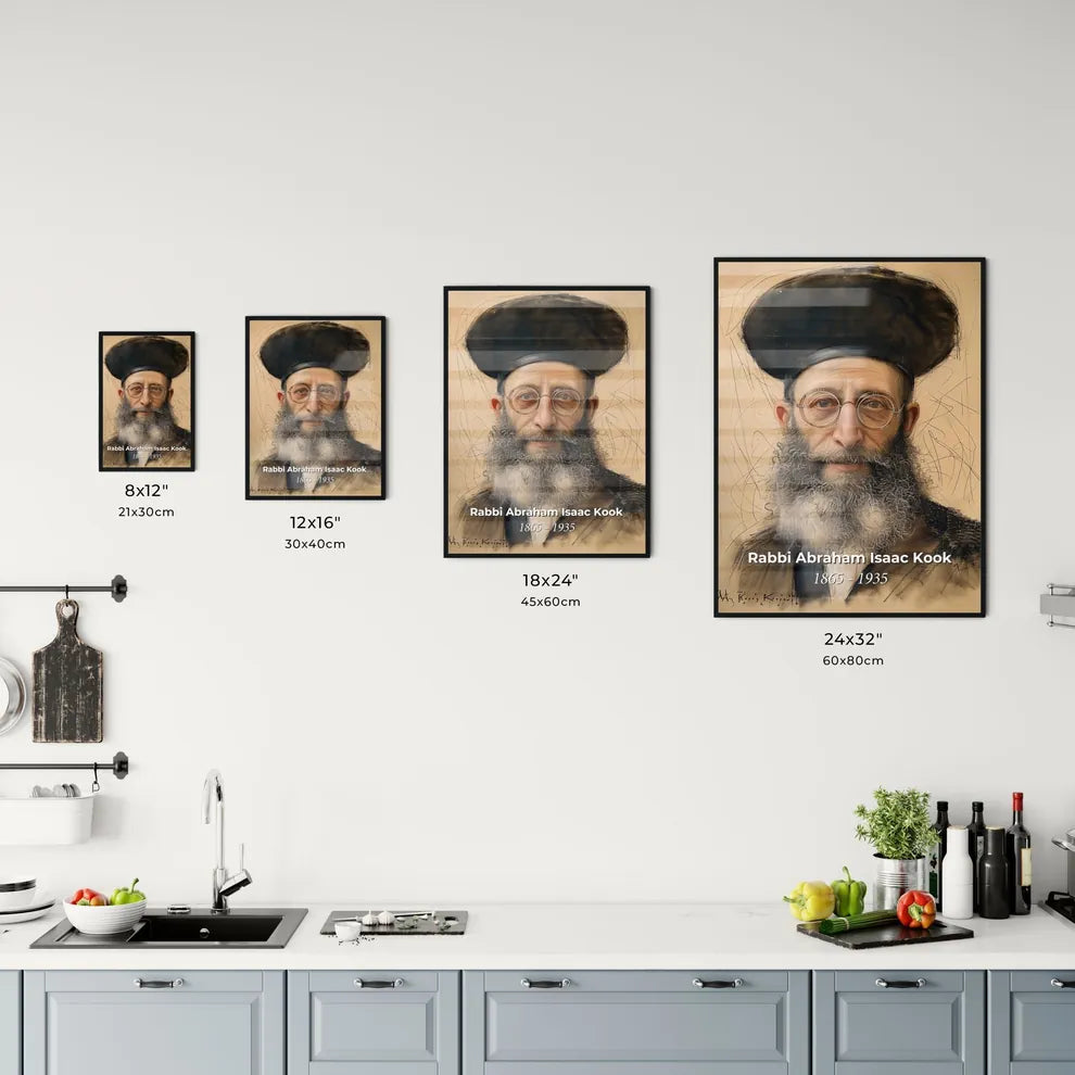 Elegant Portrait of Rabbi Kook Size Chart