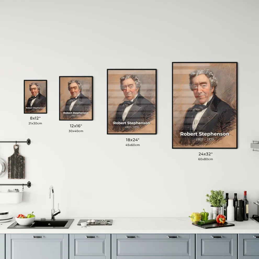 Elegant Contemporary Portrait of Robert Stephenson Size Chart